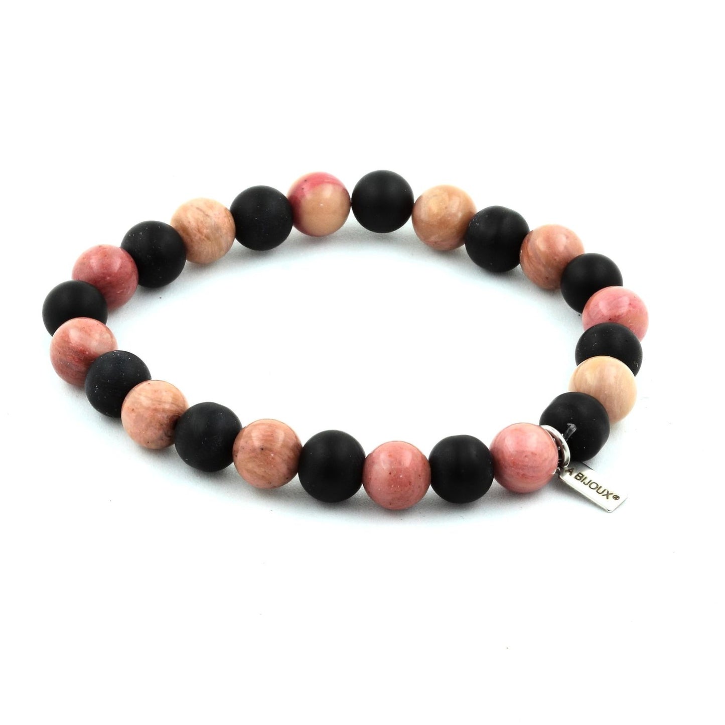 Rhodonite + Onyx noir mat Bracelet Perles