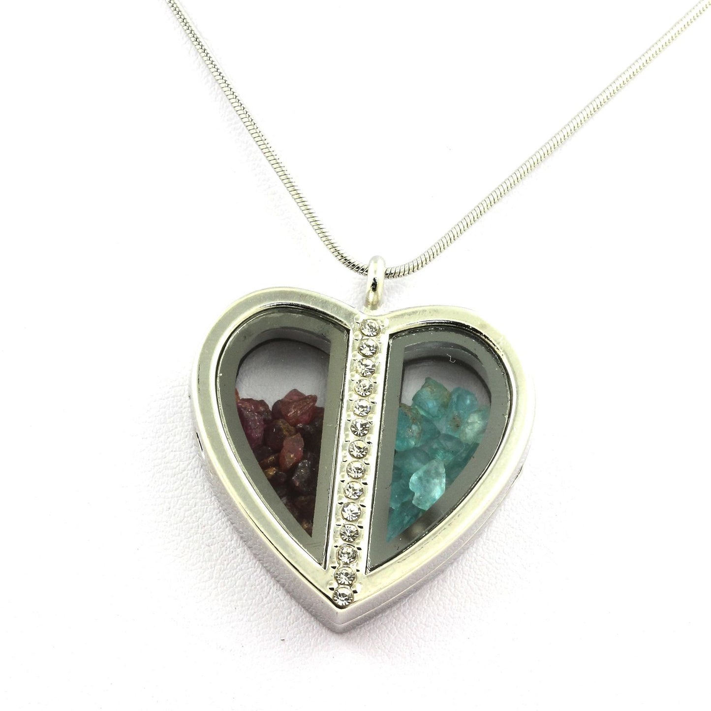 Collier Rubis + Apatite Paraiba naturels modèle coeur