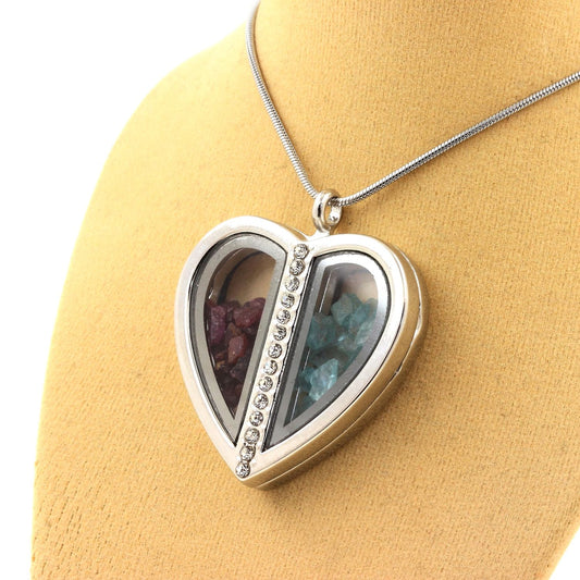 Collier Rubis + Apatite Paraiba naturels modèle coeur