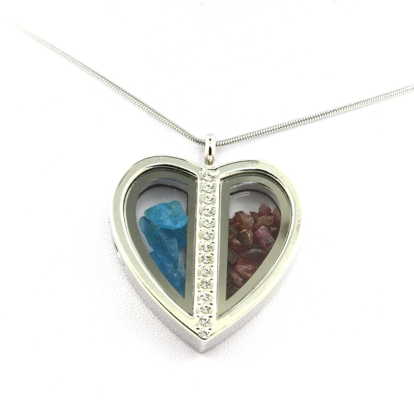 Collier Rubis + Apatite bleu neon naturels modèle coeur