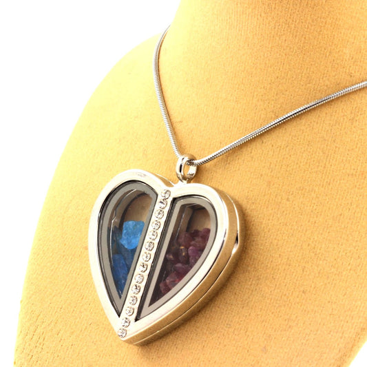 Collier Rubis + Apatite bleu neon naturels modèle coeur