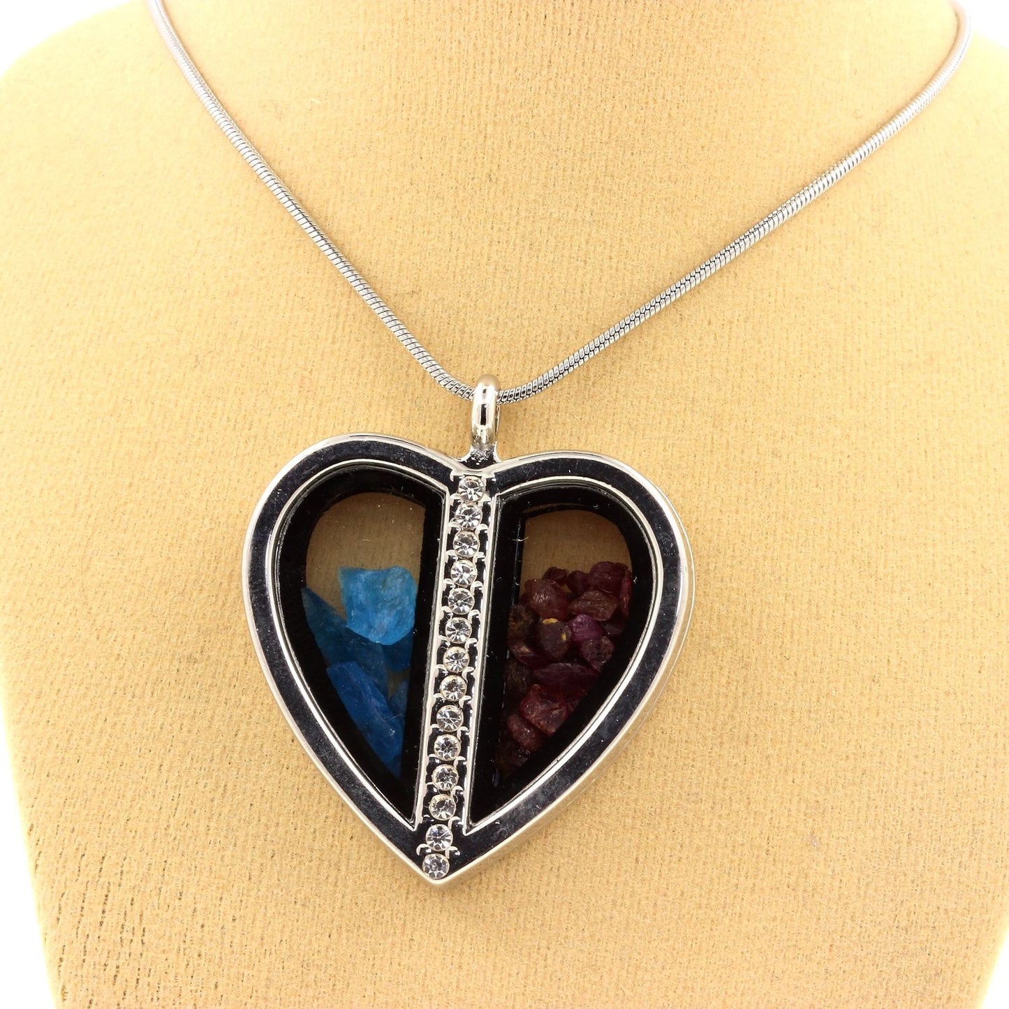 Collier Rubis + Apatite bleu neon naturels modèle coeur