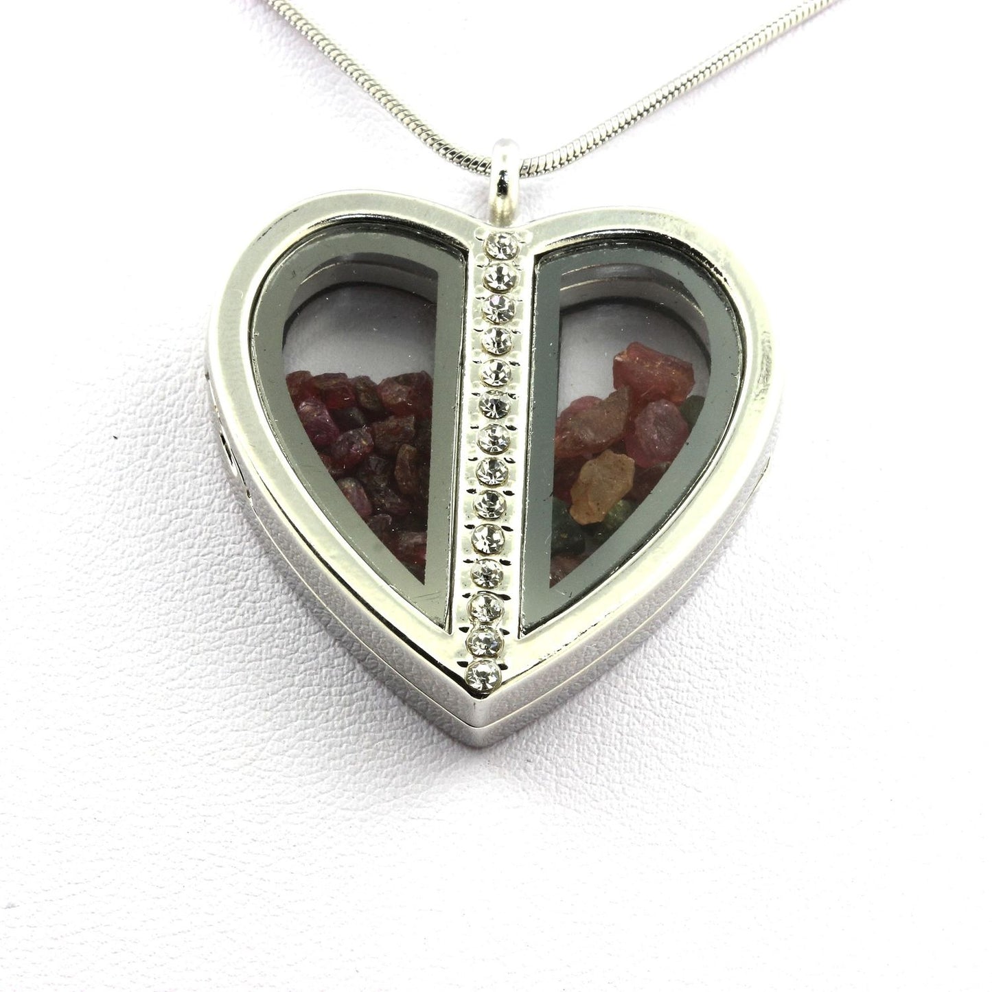 Collier Rubis + Tourmaline multicolore naturels modèle coeur