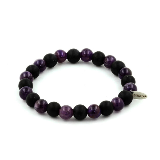 Améthyste + Onyx noir mat Bracelet Perles