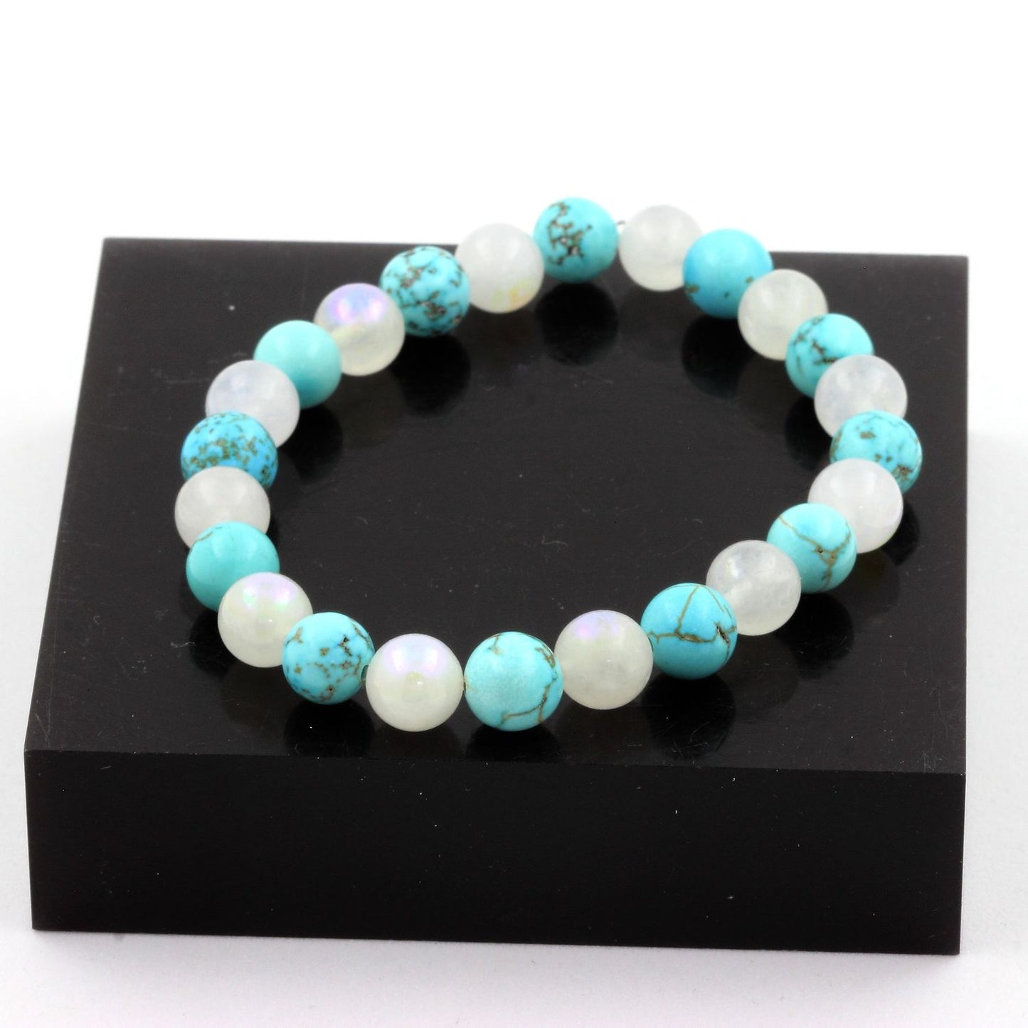 Pierre de lune + Turquoise Bracelet Perles