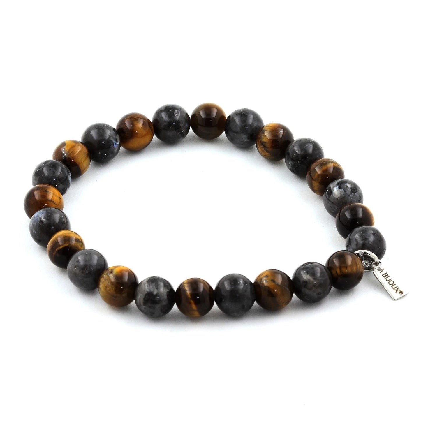 Labradorite + Oeil de Tigre. Bracelet Perles