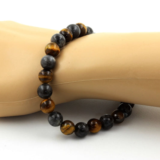 Labradorite + Oeil de Tigre. Bracelet Perles
