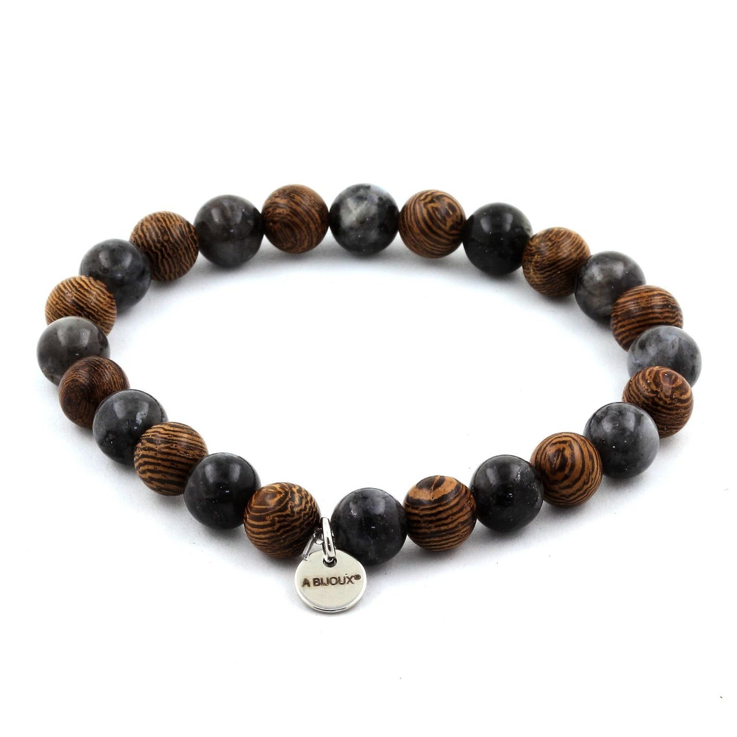 Labradorite + bois. Bracelet Perles