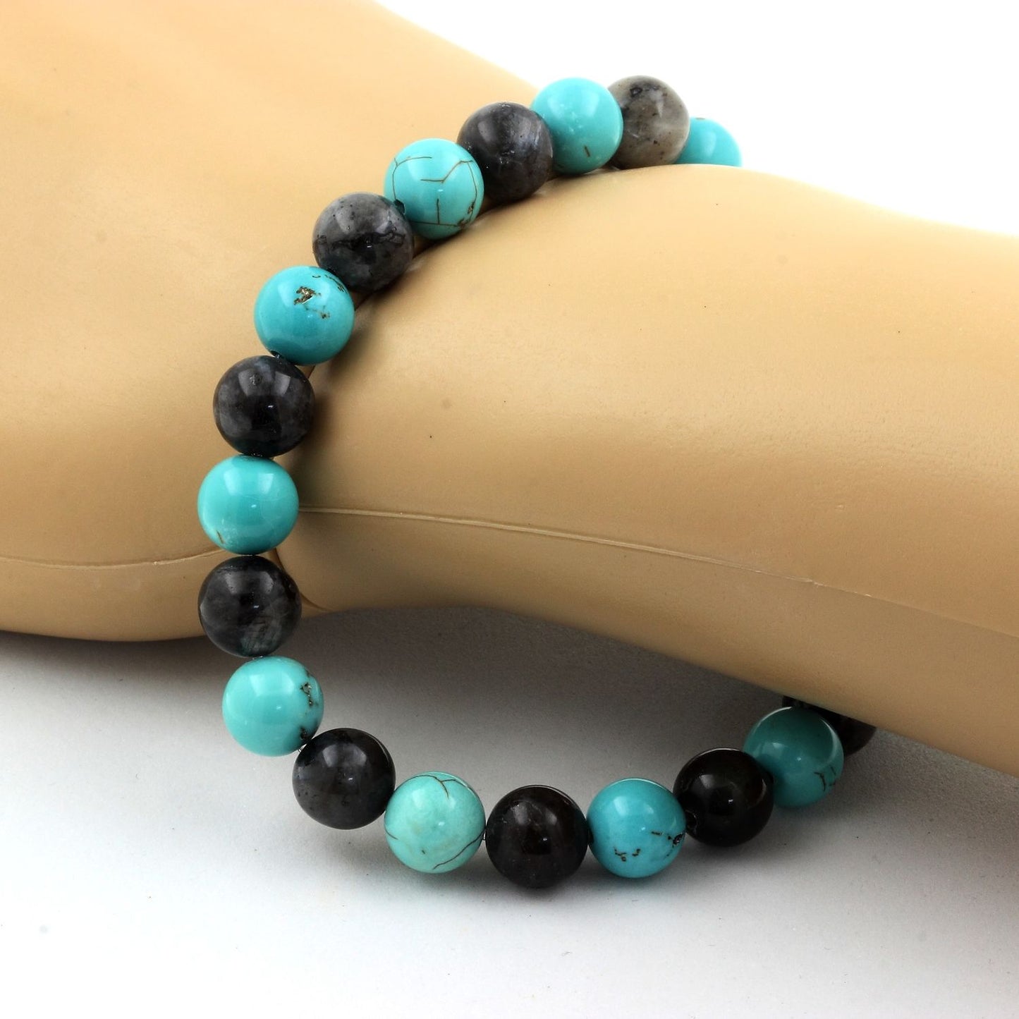 Labradorite + Turquoise. Bracelet en Perles naturelles