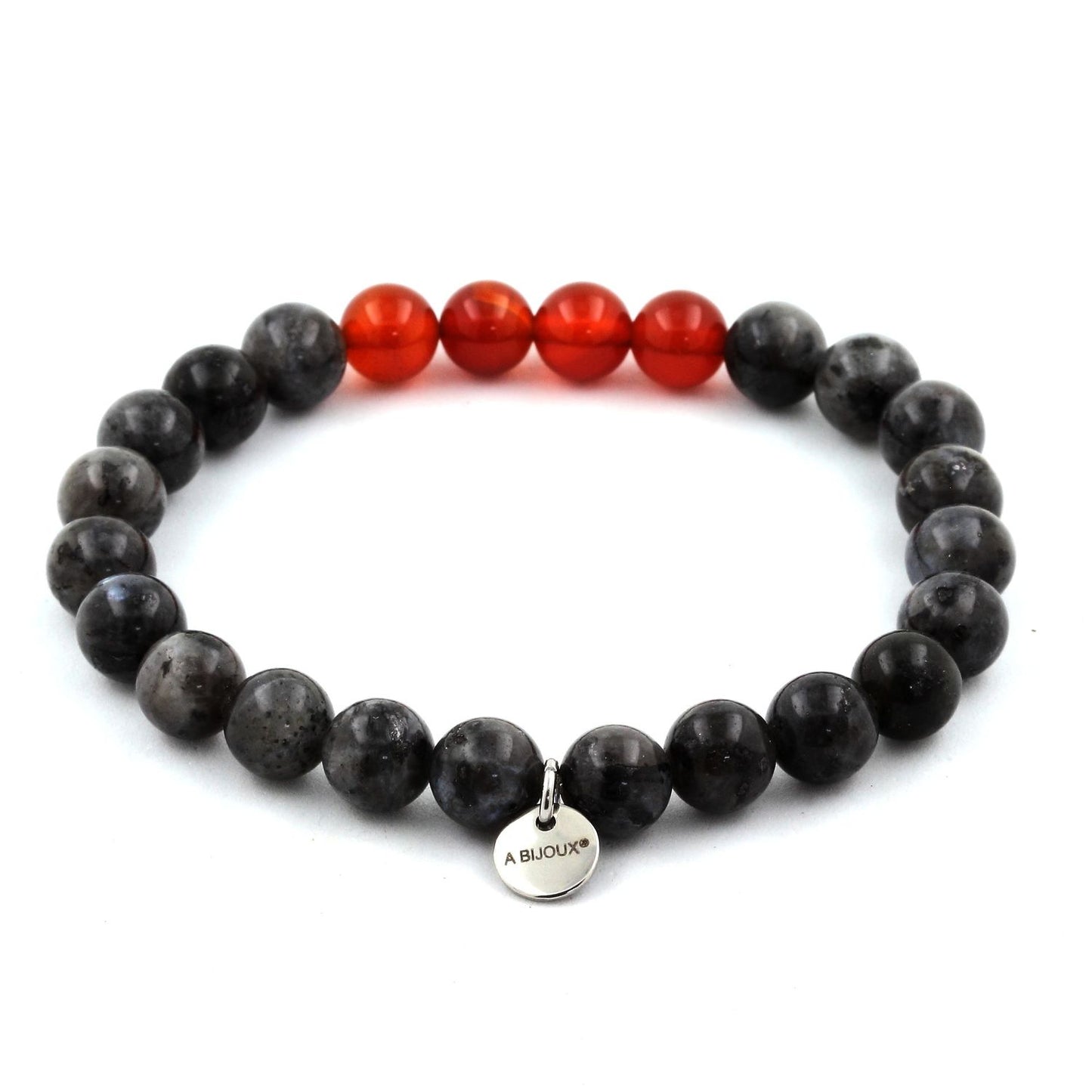 Labradorite + Agate Rouge. Bracelet en Perles naturelles