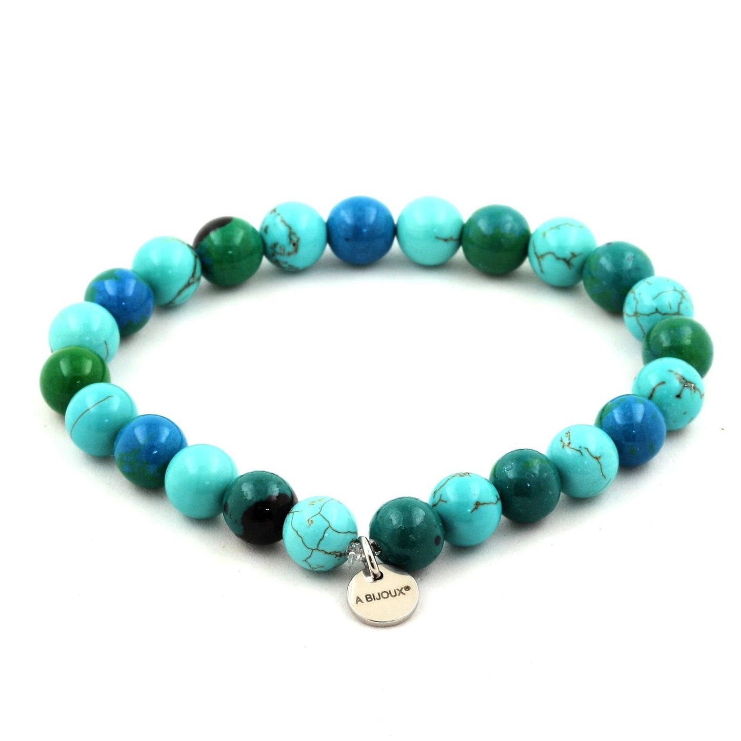 Chrysocolle + Turquoise. Bracelet en Perles naturelles