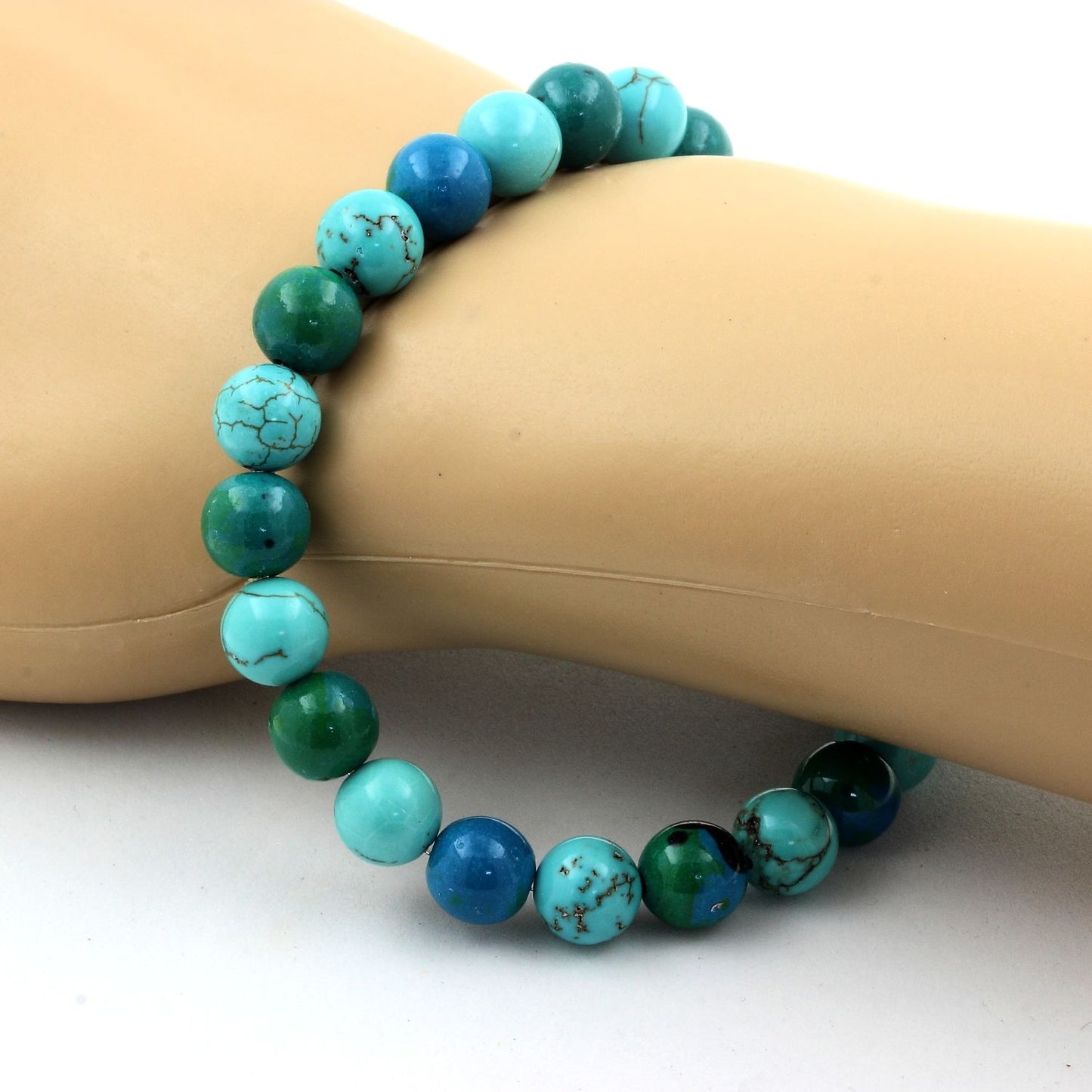 Chrysocolle + Turquoise. Bracelet en Perles naturelles