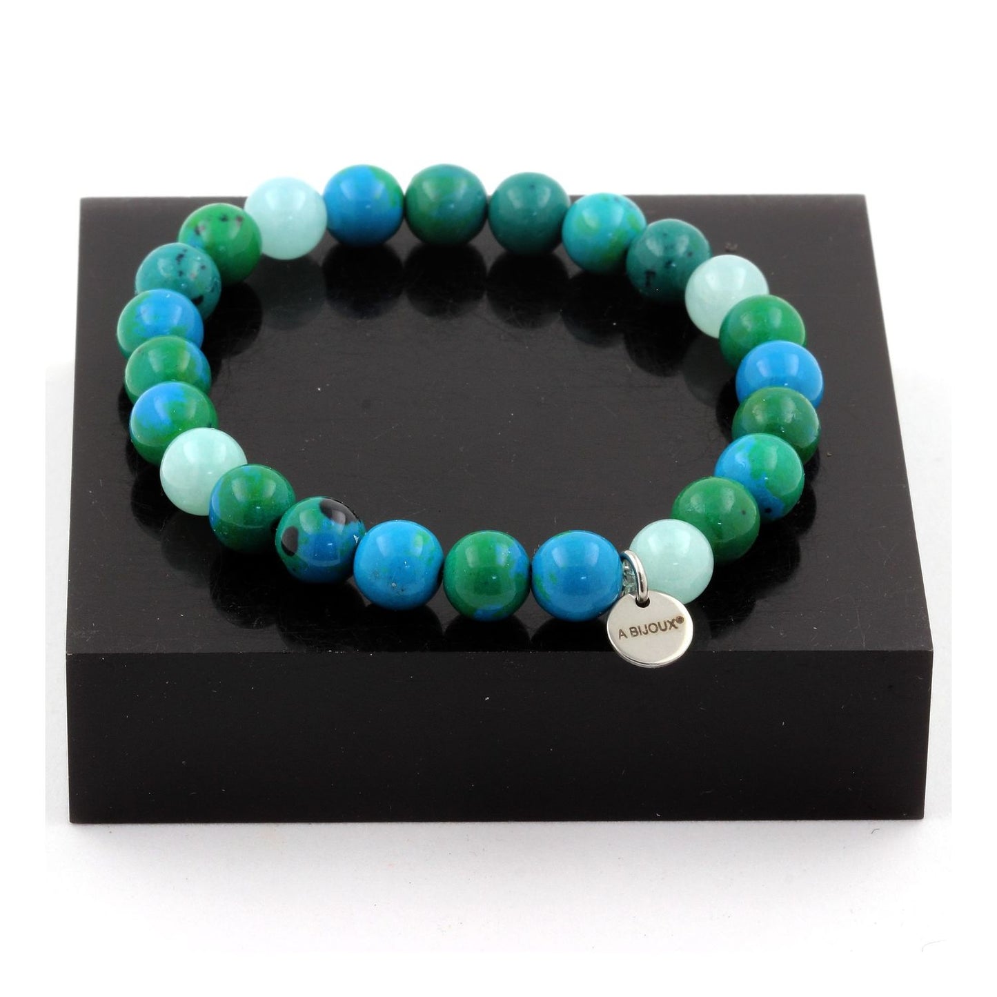 Chrysocolle + Angélite. Bracelet en Perles naturelles