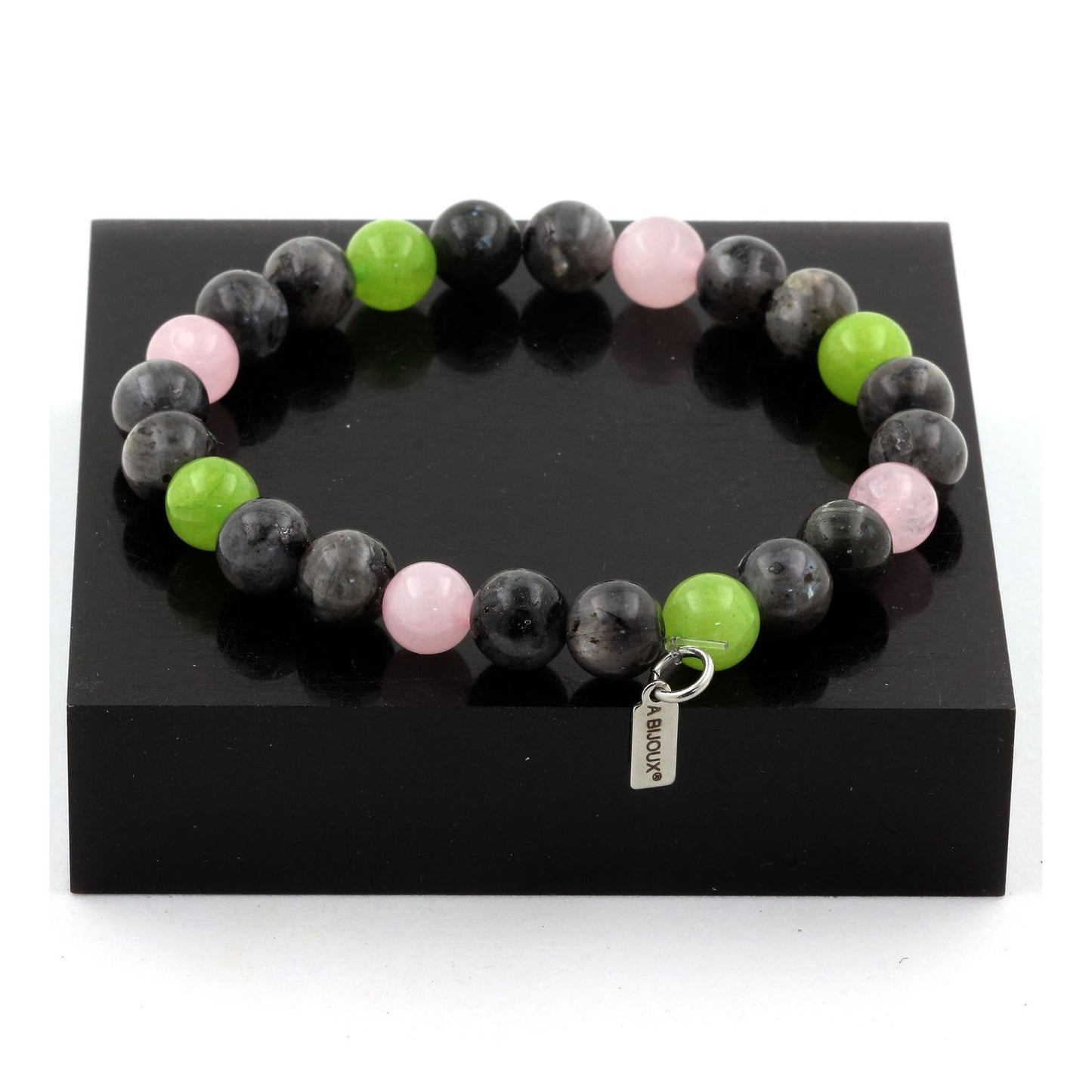 Péridot + Labradorite + Quartz rose. Bracelet en Perles naturelles