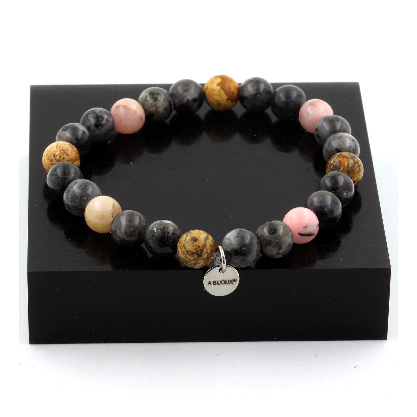Opale Rose + Labradorite + Jaspe Paysage. Bracelet en Perles naturelles
