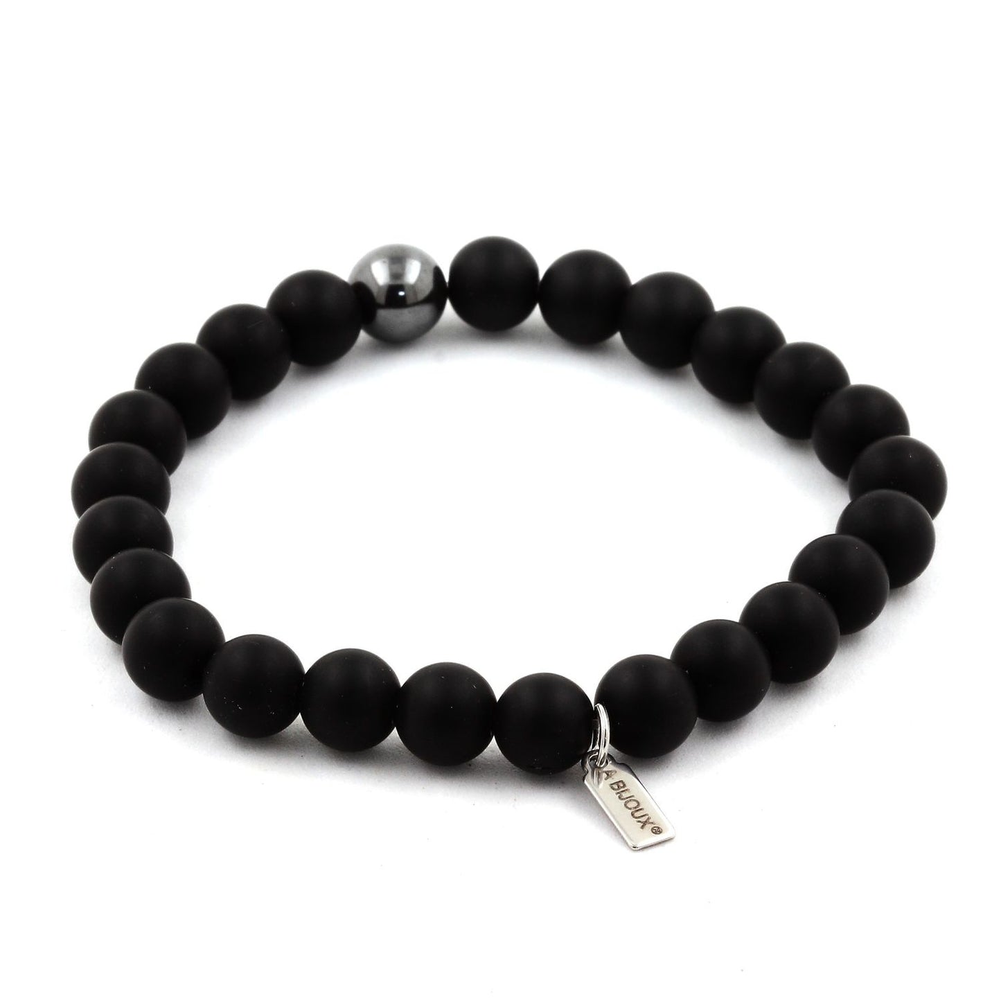 Onyx noir mat + Hématite. Bracelet en Perles naturelles