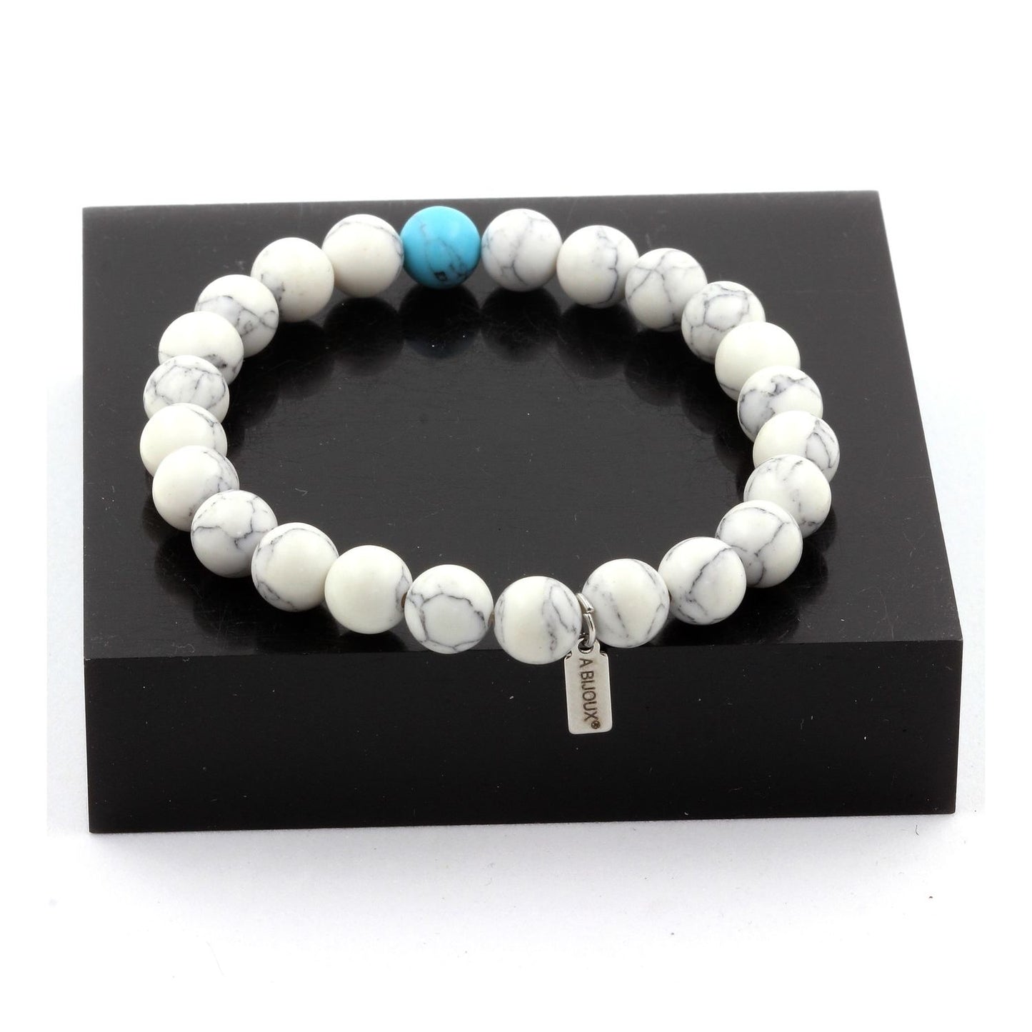 Howlite + Turquoise. Bracelet en Perles naturelles