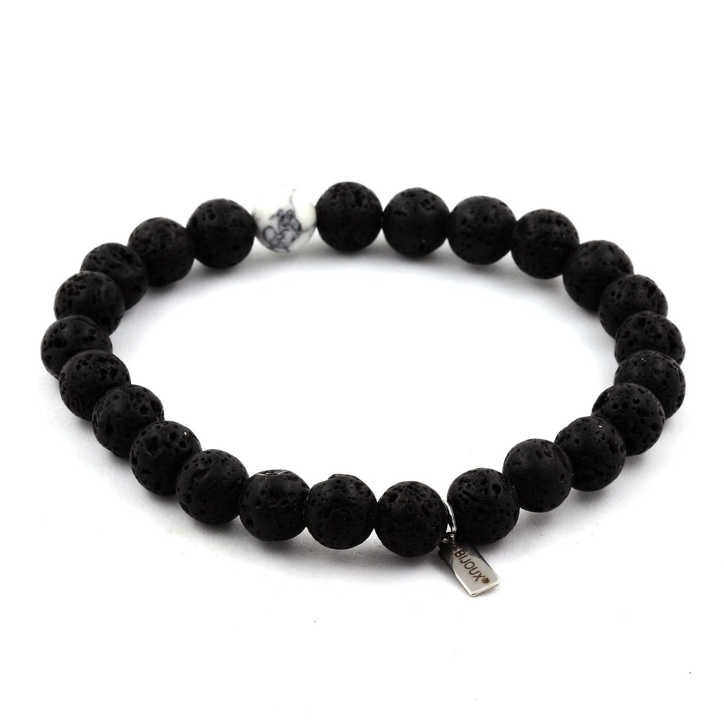 Lave + Howlite. Bracelet en Perles naturelles