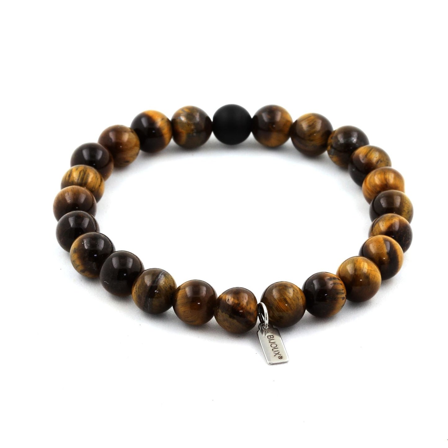 Oeil de Tigre + Onyx noir mat. Bracelet en Perles naturelles