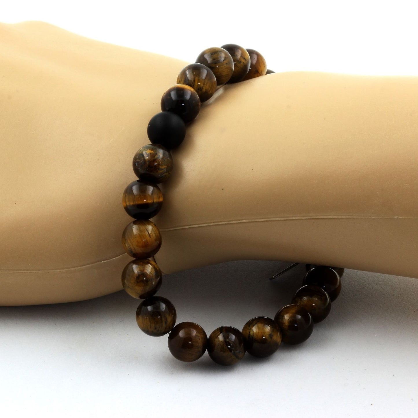 Oeil de Tigre + Onyx noir mat. Bracelet en Perles naturelles