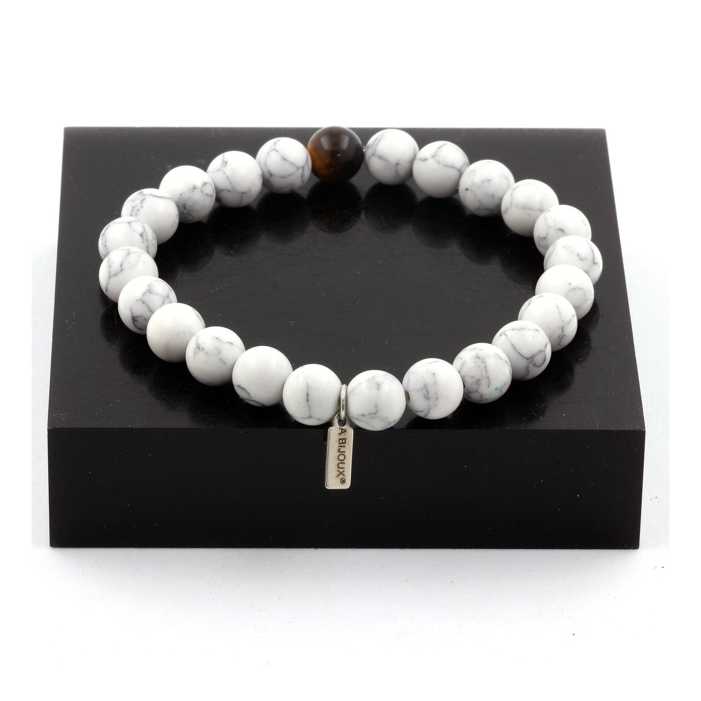 Howlite + Oeil de Tigre. Bracelet en Perles naturelles