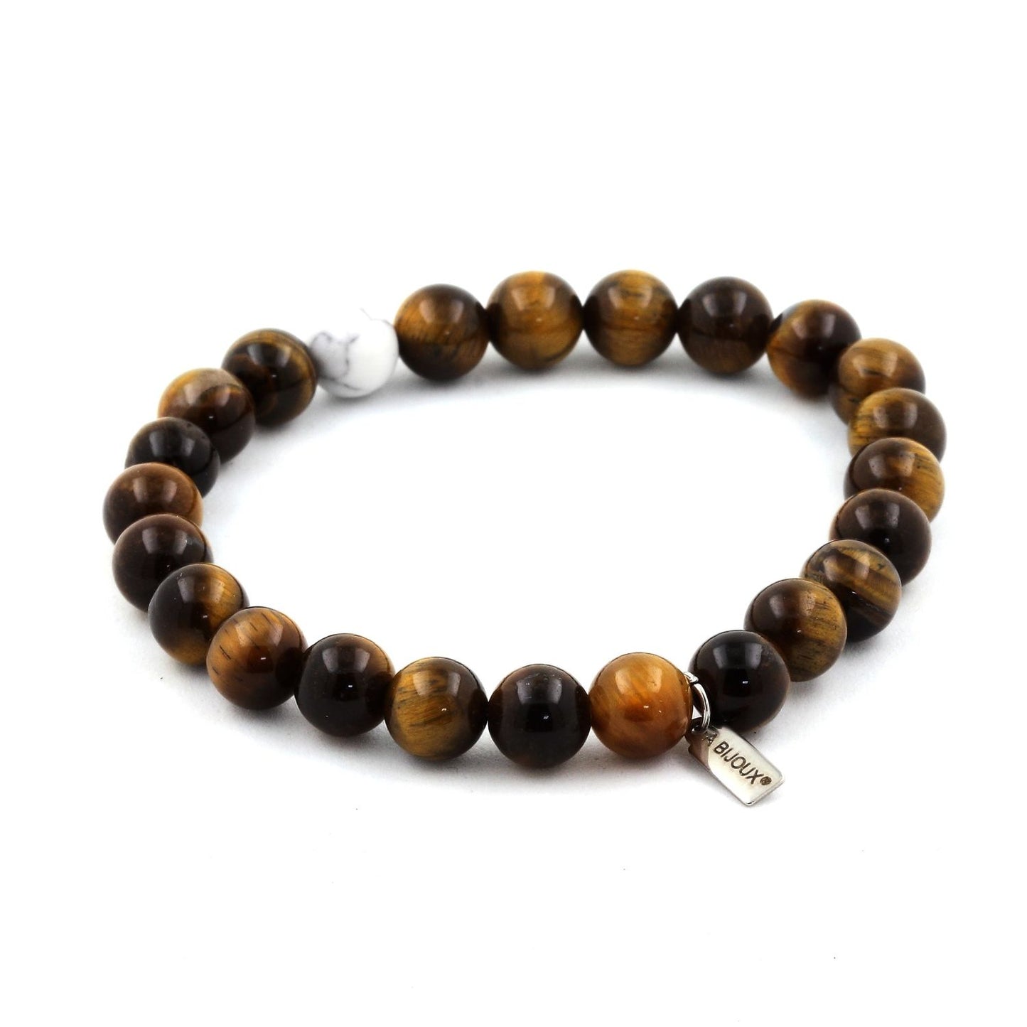 Oeil de Tigre + Howlite. Bracelet en Perles naturelles