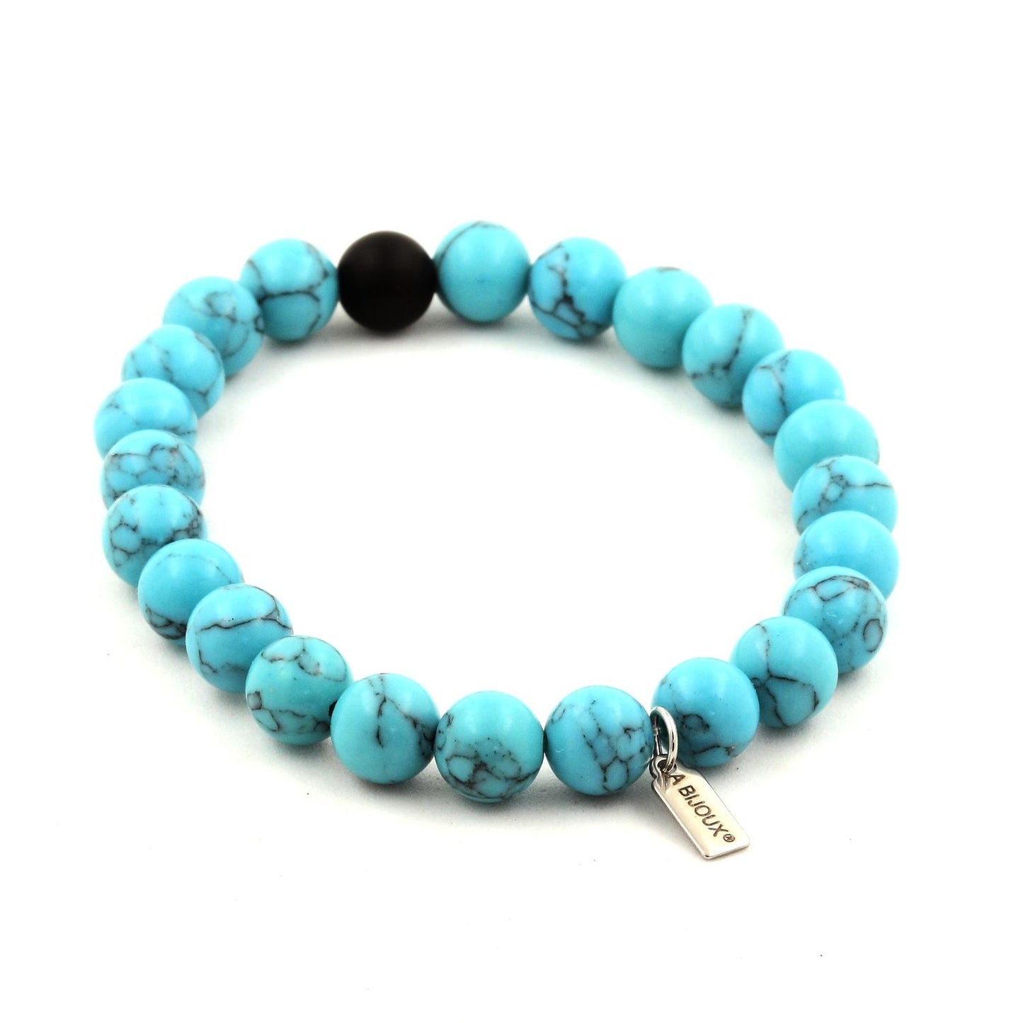 Turquoise + Onyx noir mat. Bracelet en Perles naturelles