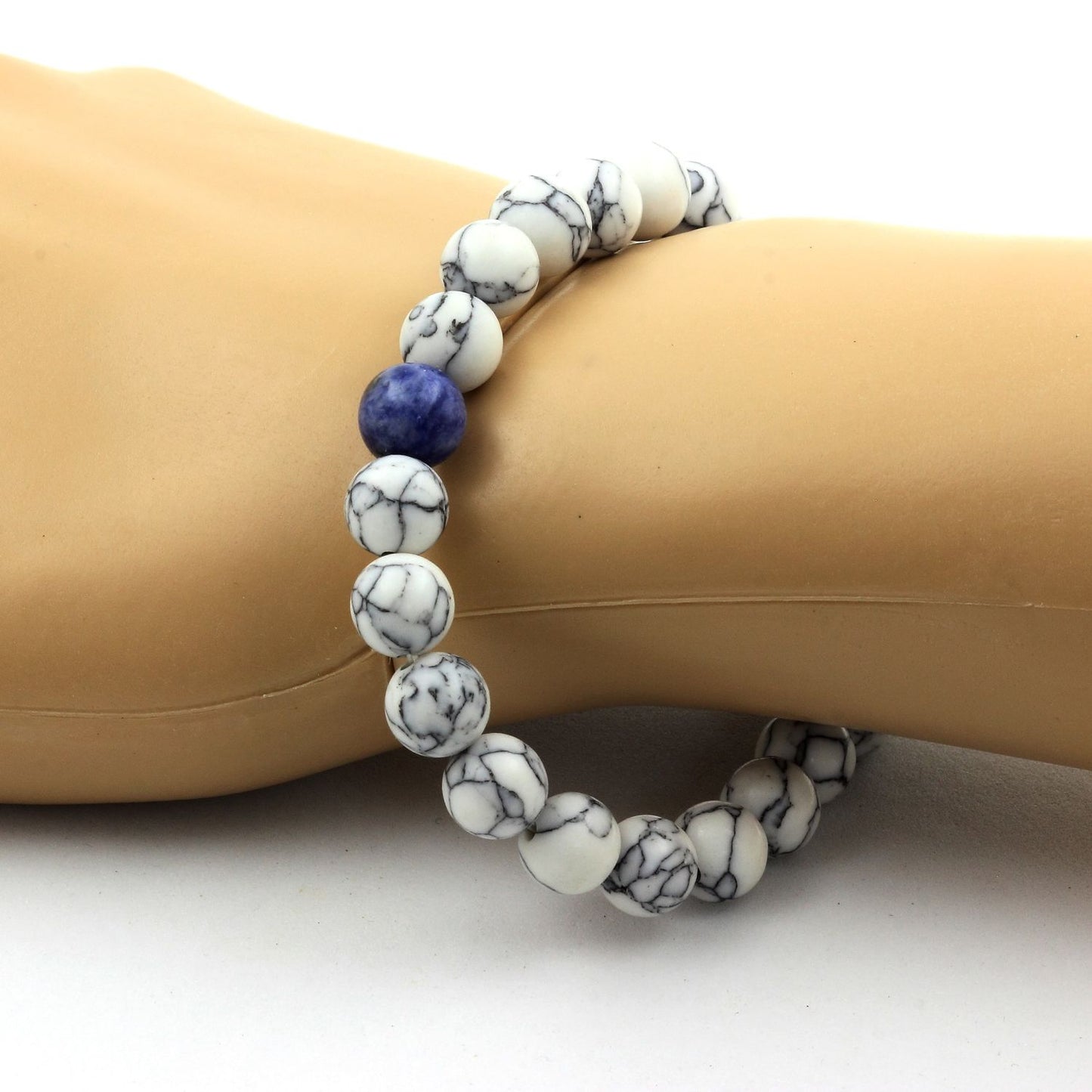 Howlite + Sodalite. Bracelet en Perles naturelles