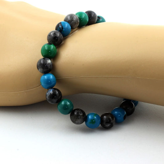 Chrysocolle + Labradorite. Bracelet en Perles naturelles