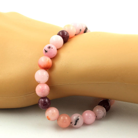 Opale Rose + Lépidolite. Bracelet en Perles naturelles