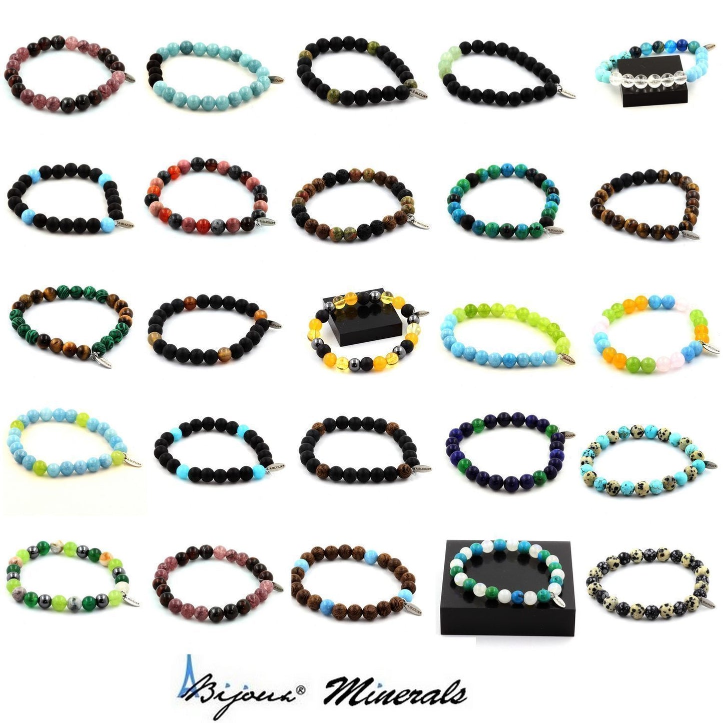 Turquoise + Chrysocolle + Labradorite + bois. Bracelet en Perles naturelles
