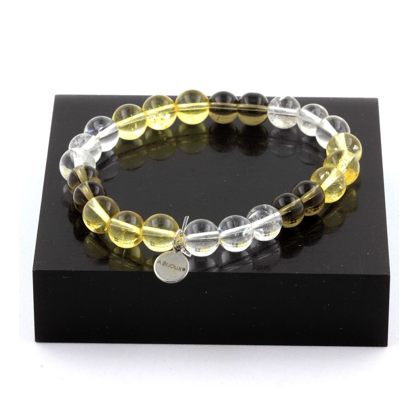 Quartz + Citrine + Quartz fumé. Bracelet en Perles naturelles