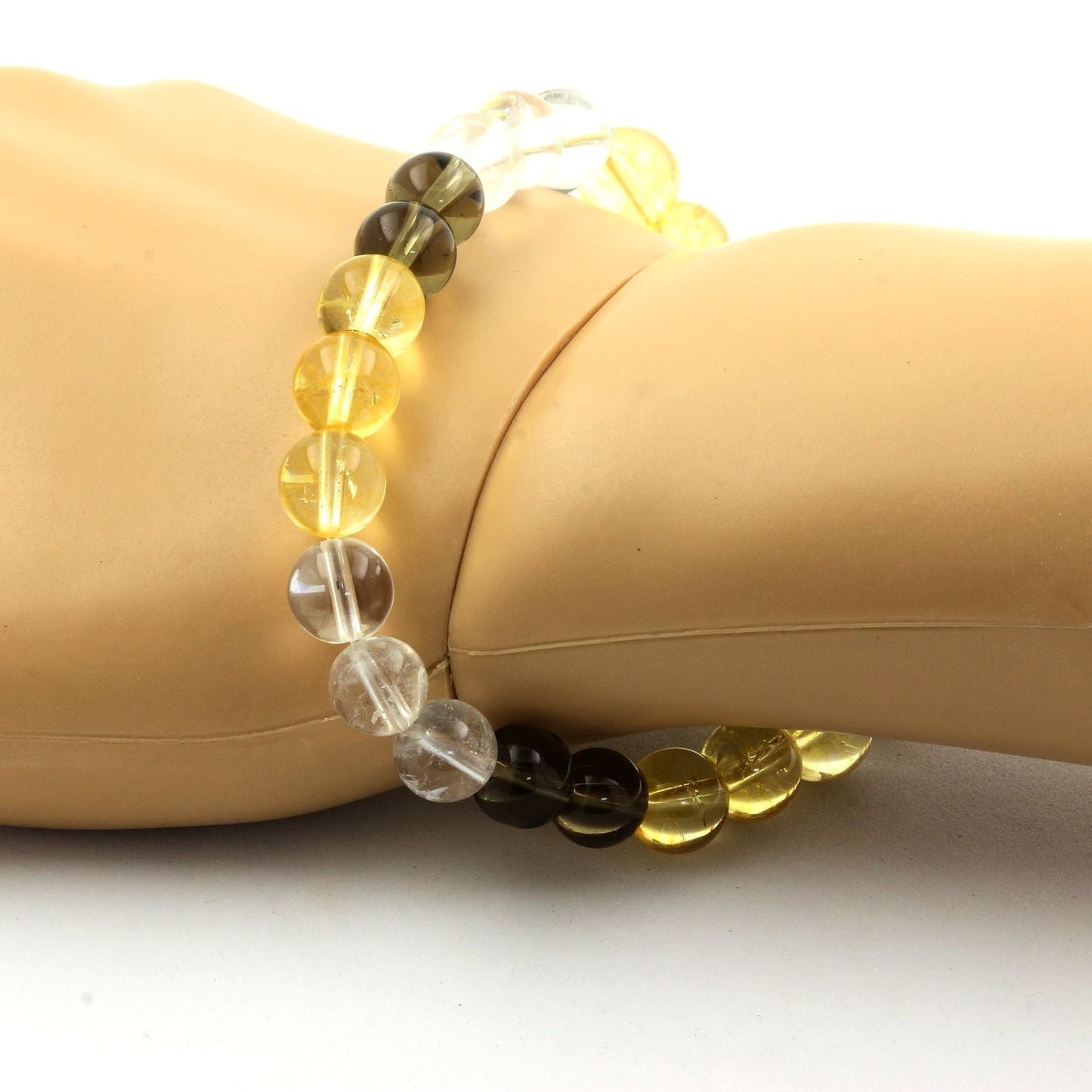 Quartz + Citrine + Quartz fumé. Bracelet en Perles naturelles