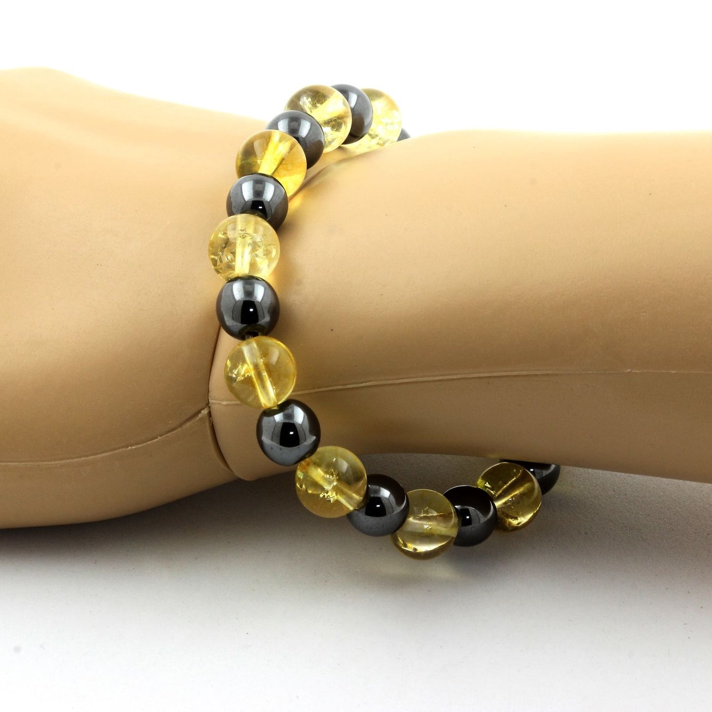 Citrine + Hématite. Bracelet en Perles naturelles