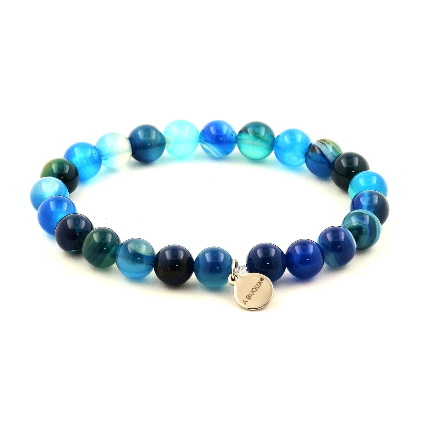 Agate rubanée bleu. Bracelet en Perles naturelles