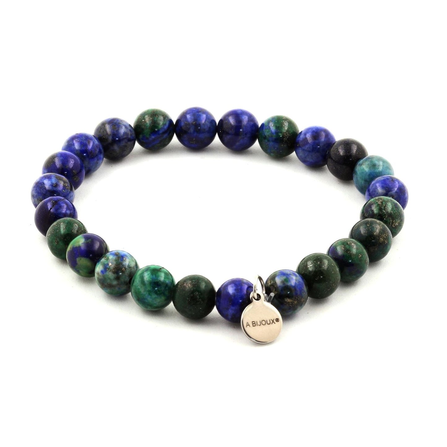 Azurite Chrysocolle. Bracelet en Perles naturelles