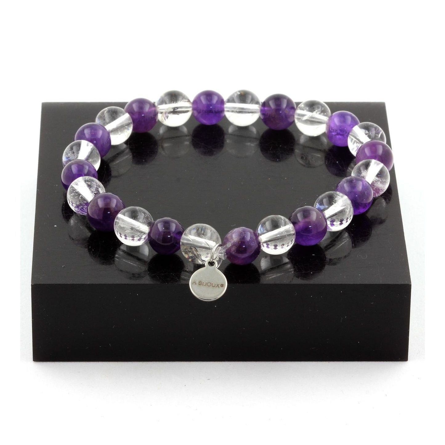 Améthyste + Quartz. Bracelet en Perles naturelles