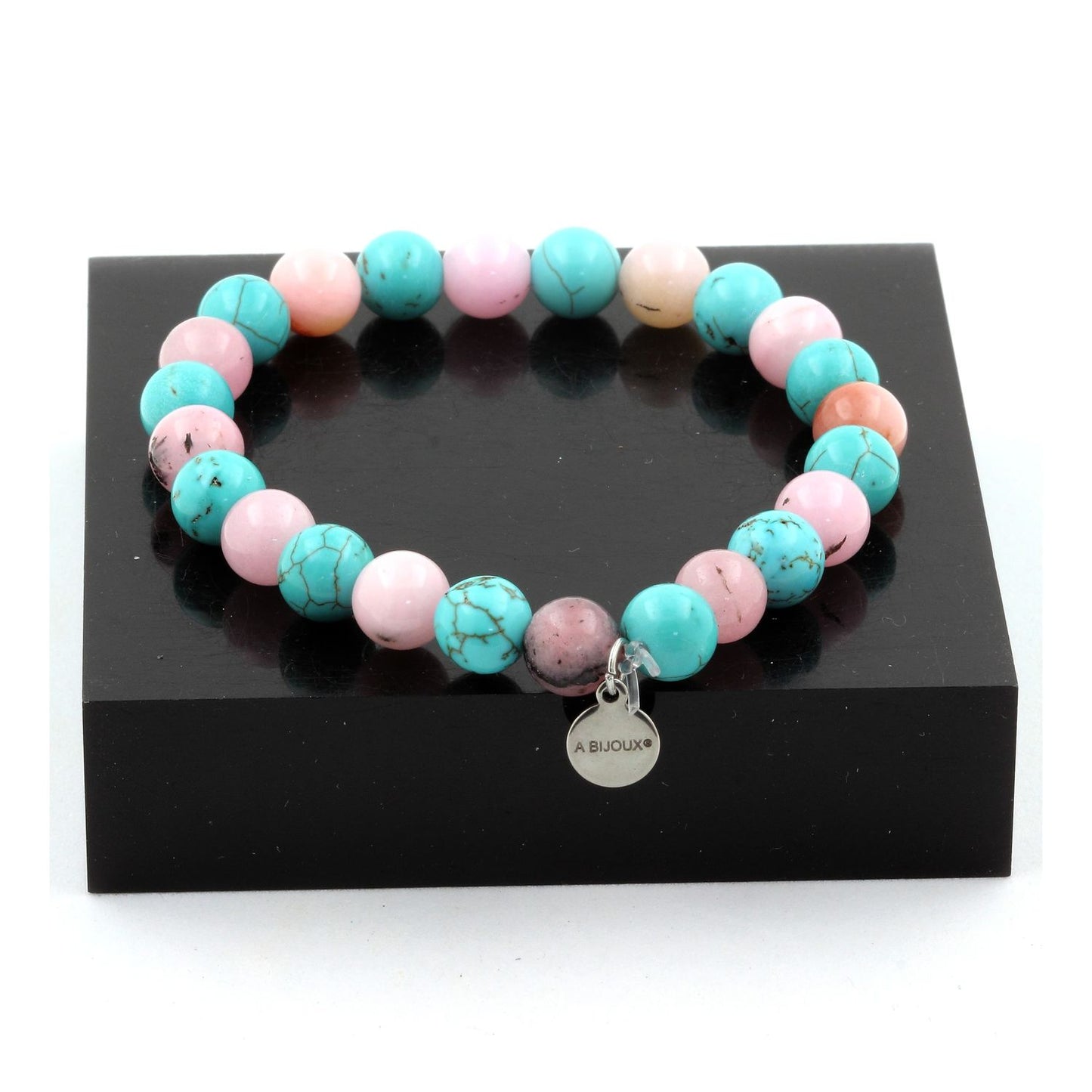 Opale Rose + Turquoise. Bracelet en Perles naturelles