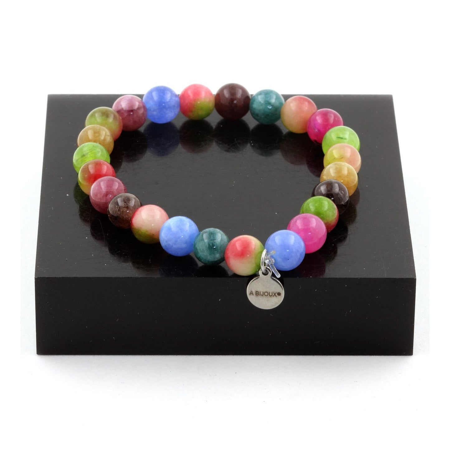 Tourmaline multicolore + Tourmaline melon d'eau. Bracelet en Perles naturelles