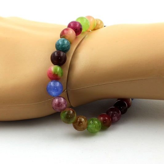Tourmaline multicolore + Tourmaline melon d'eau. Bracelet en Perles naturelles