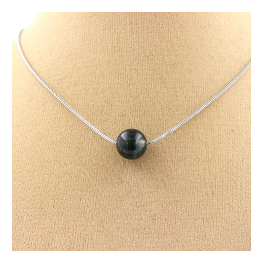 Collier 1 perle Agate mousse 8 mm