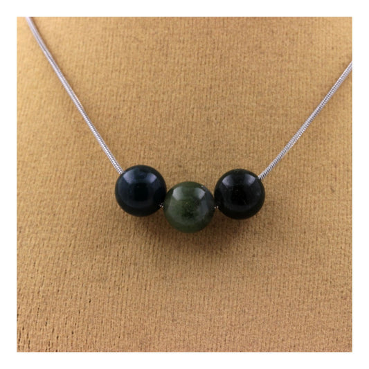 Collier 3 perles Agate mousse 8 mm