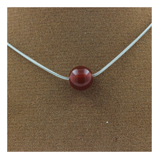 Collier 1 perle Agate Rouge 8 mm