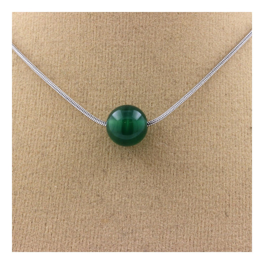 Collier 1 perle Agate verte 8 mm