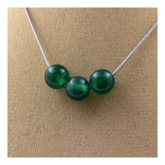 Collier 3 perles Agate verte 8 mm