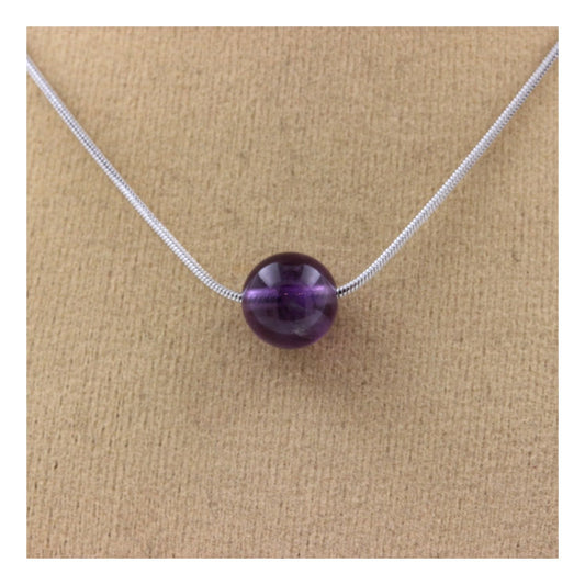 Collier 1 perle Améthyste 8 mm