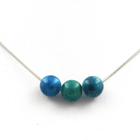 Collier 3 perles Apatite 8 mm