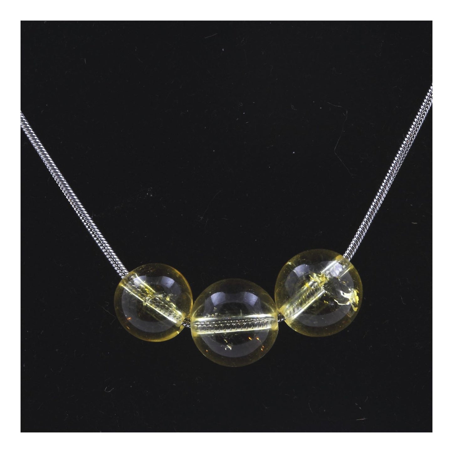 Collier 3 perles Citrine 8 mm