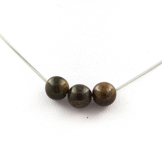 Collier 3 perles Bronzite 8 mm