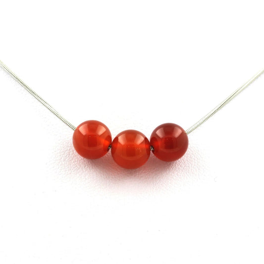 Collier 3 perles Cornaline d'Uruguay 8 mm